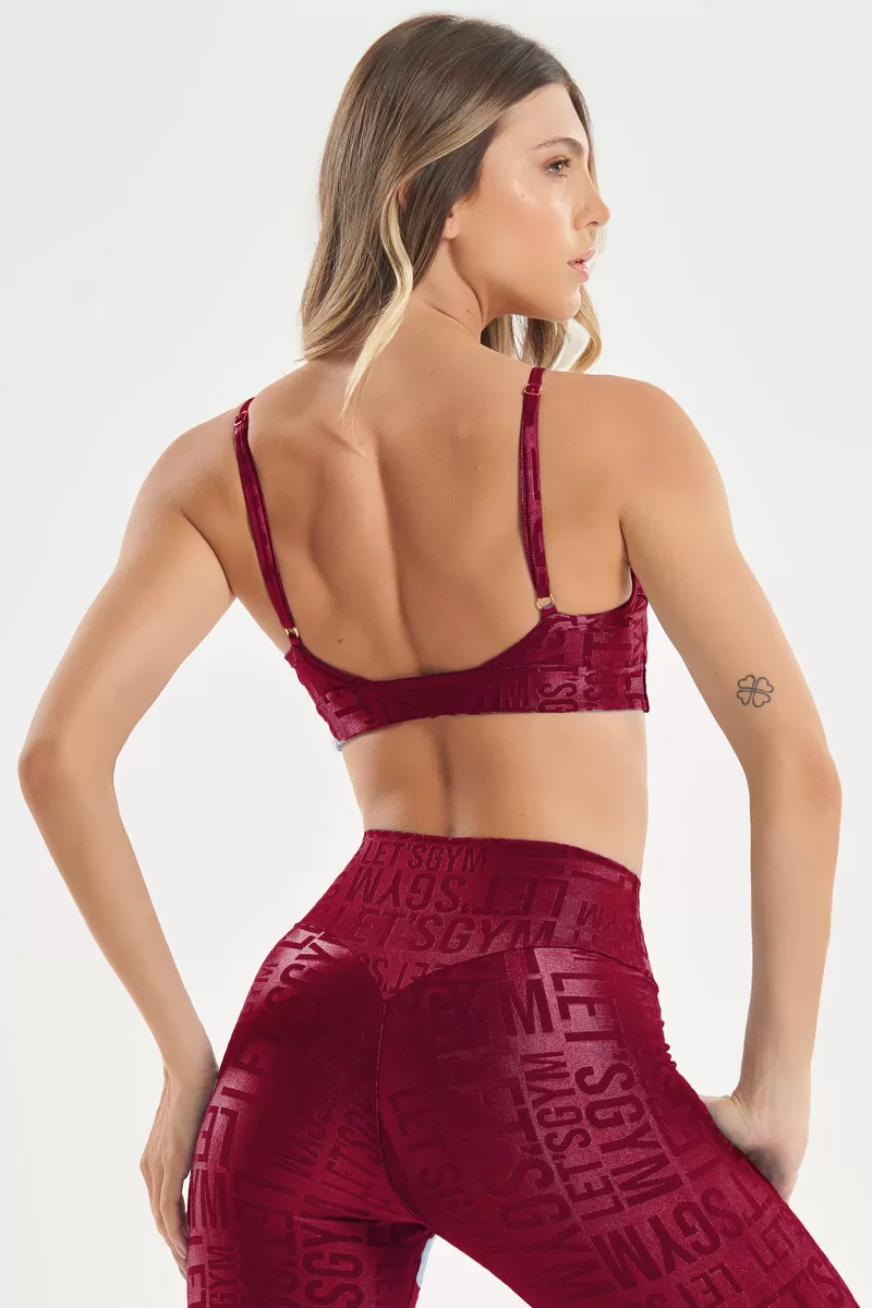 Lets Gym - Top Velvet Name Marsala - 2627MS Lets Gym - Top Velvet Name Marsala - 2627MS