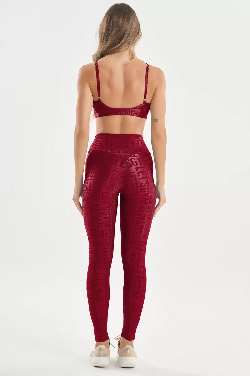 Lets Gym - Velvet Name Marsala Leggings - 2628MS Lets Gym - Velvet Name Marsala Leggings - 2628MS