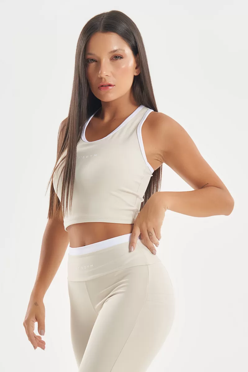 Lets Gym - Cropped Gtankful Off White - 2724OFW