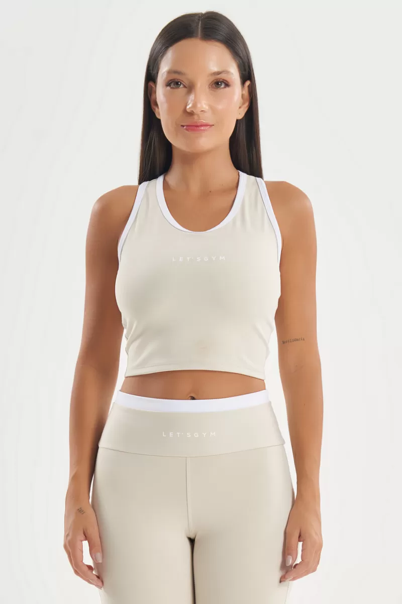 Lets Gym - Cropped Gtankful Off White - 2724OFW Lets Gym - Cropped Gtankful Off White - 2724OFW