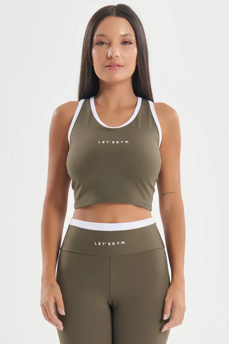 Lets Gym - Gtankful Cropped Top in Military Green - 2724VDM Lets Gym - Gtankful Cropped Top in Military Green - 2724VDM
