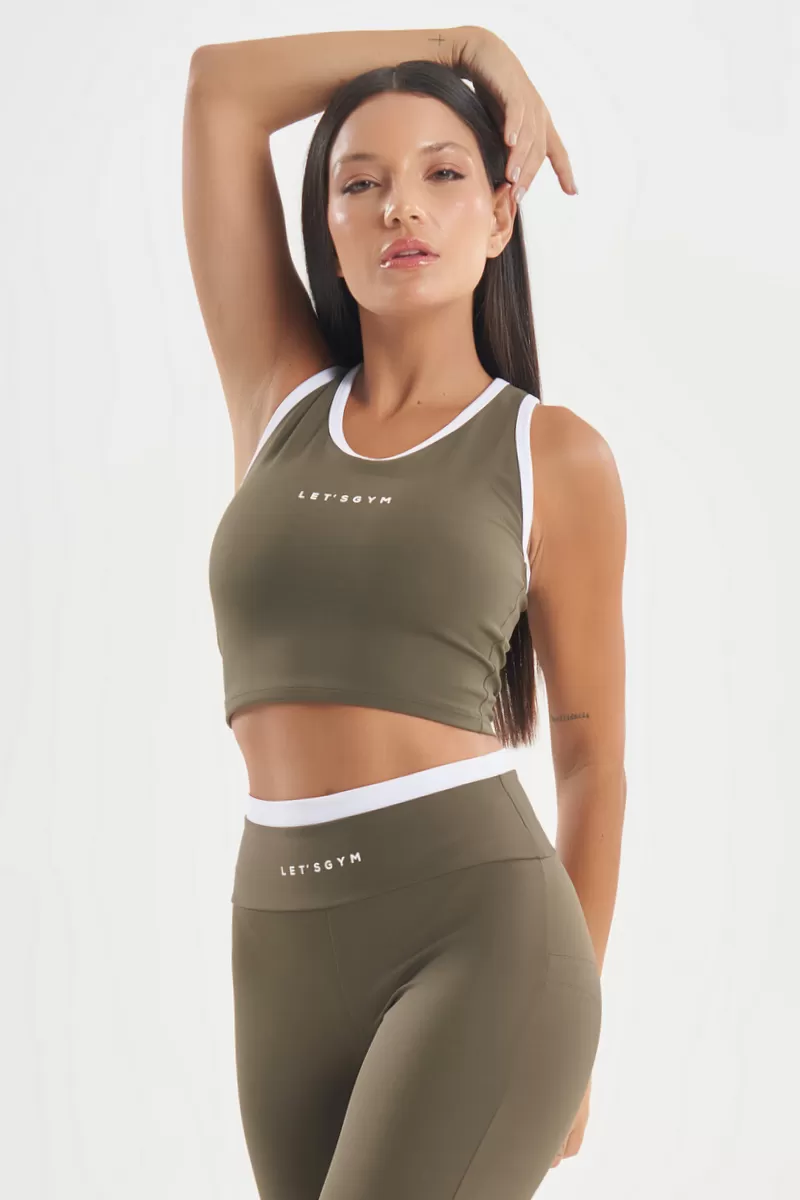 Lets Gym - Gtankful Cropped Top in Military Green - 2724VDM
