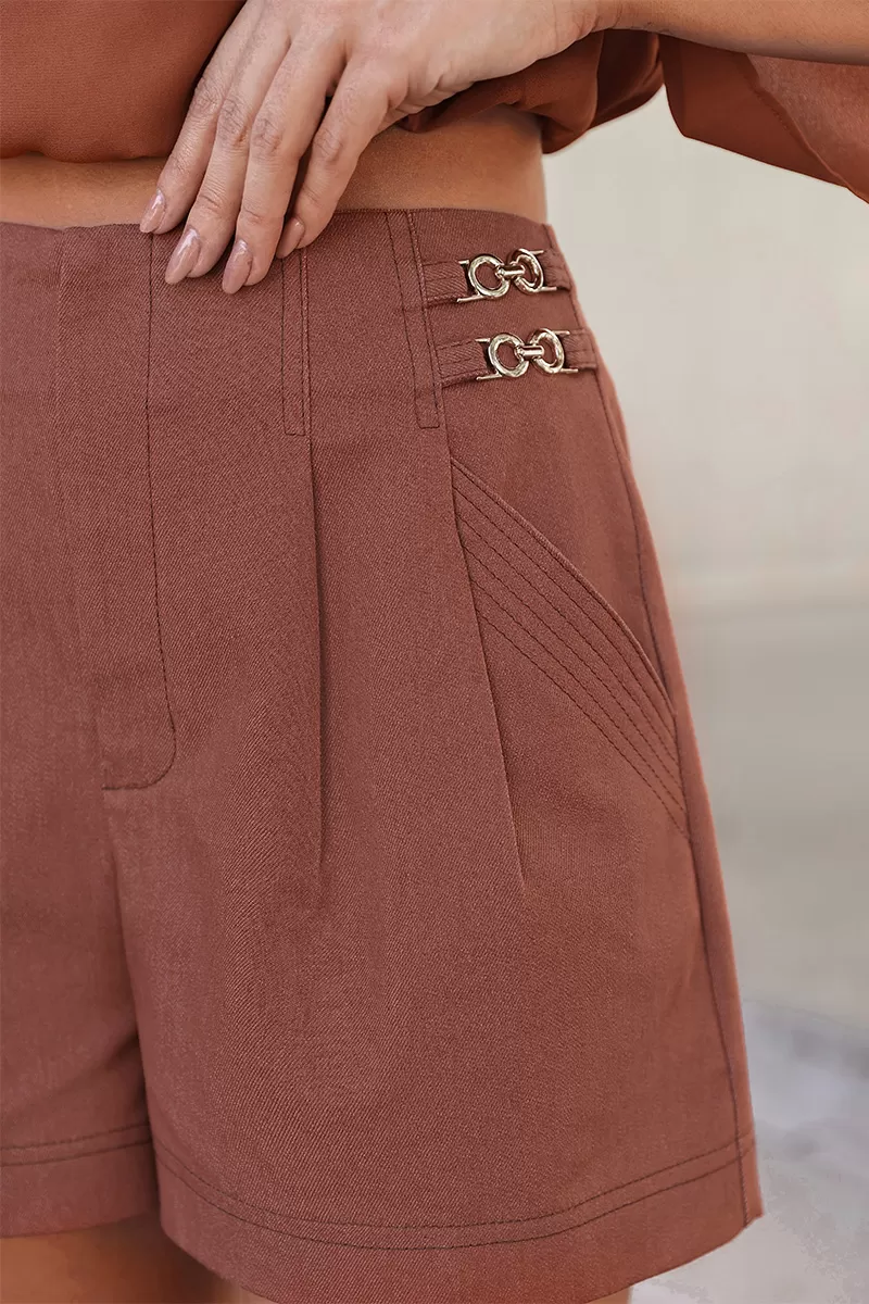 Dot Clothing - Dot Clothing Twill Shorts with Buckle Brown - 2748MARROM Dot Clothing - Dot Clothing Twill Shorts with Buckle Brown - 2748MARROM