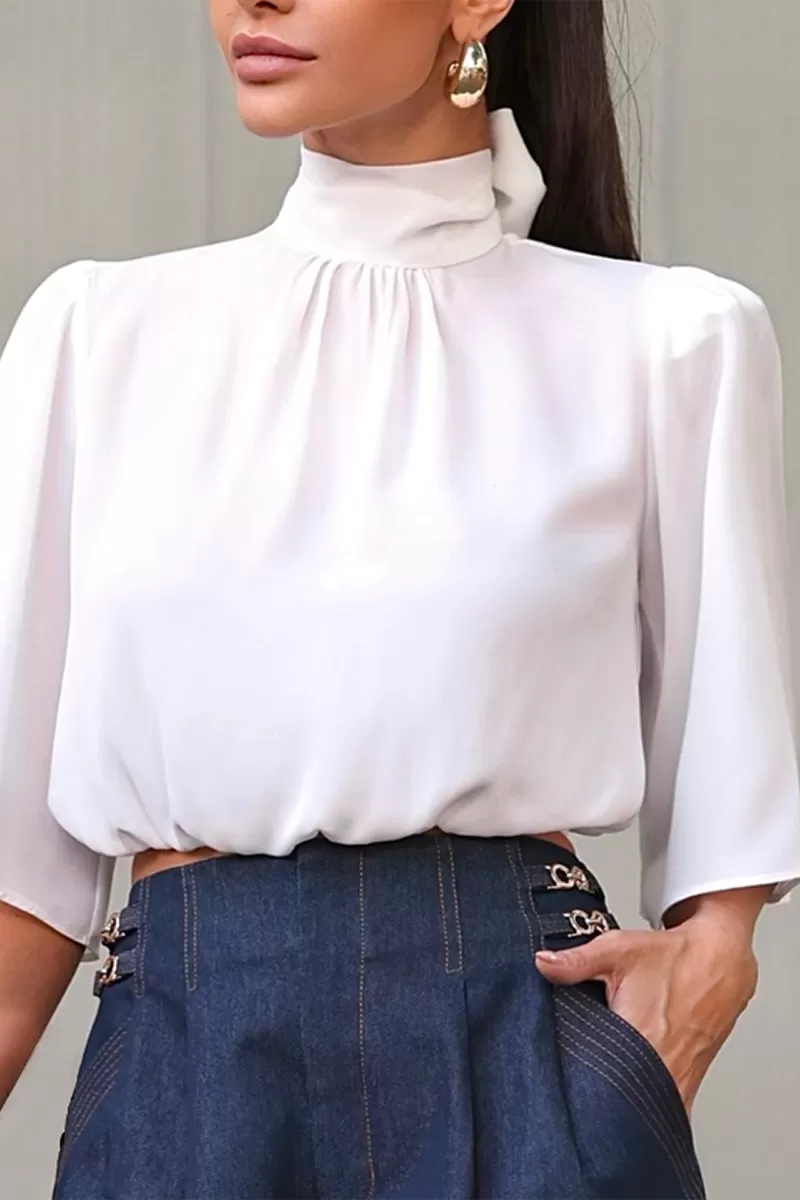 Dot Clothing - Shirt Dot Clothing Elastic Hem Offwhite - 2762OFF Dot Clothing - Shirt Dot Clothing Elastic Hem Offwhite - 2762OFF