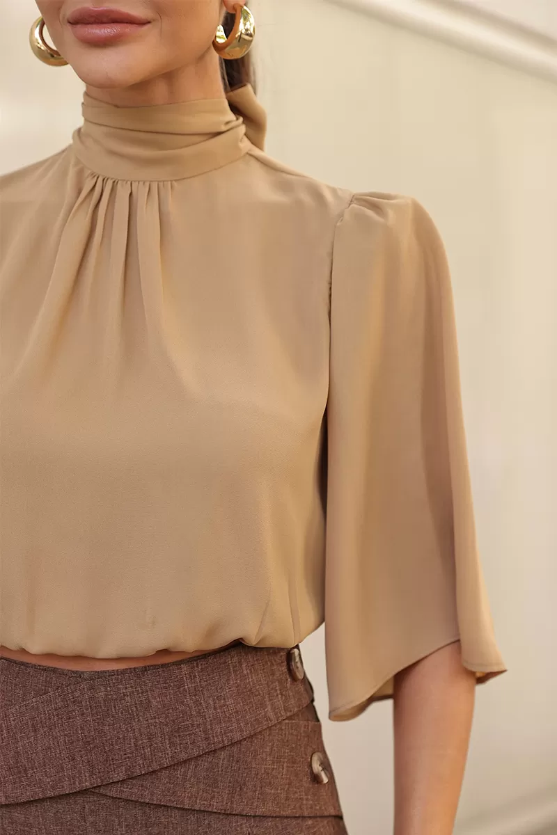 Dot Clothing - Shirt Dot Clothing Elastic Hem Almond - 2762BEGE Dot Clothing - Shirt Dot Clothing Elastic Hem Almond - 2762BEGE