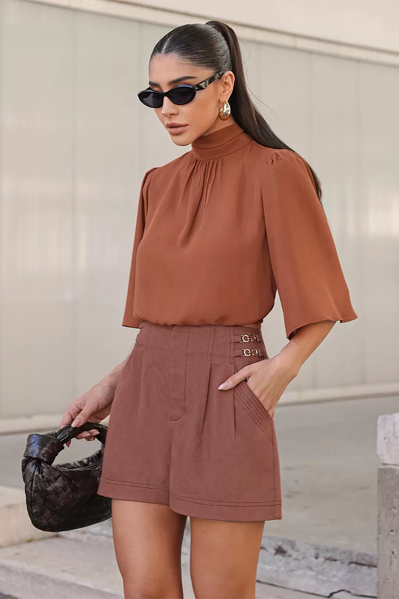 Dot Clothing - Shirt Dot Clothing Elastic Hem Almond - 2762BEGE Dot Clothing - Shirt Dot Clothing Elastic Hem Almond - 2762BEGE
