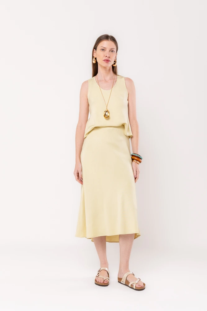 Hidrogênio - GREEN ROUND NECK RUFFLE TANK TOP - 20046009