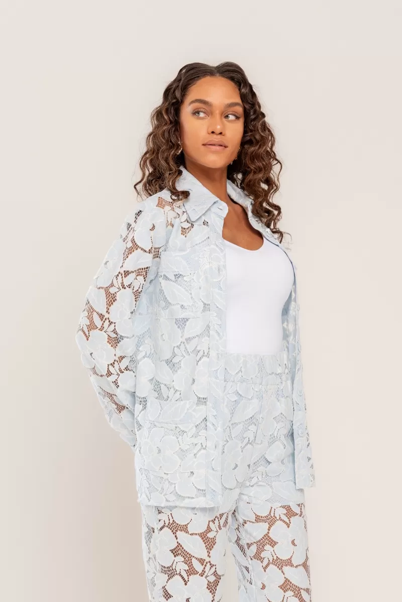 Hidrogênio - LACE PARKA WITH BABY BLUE STRIP - 20482111 Hidrogênio - LACE PARKA WITH BABY BLUE STRIP - 20482111