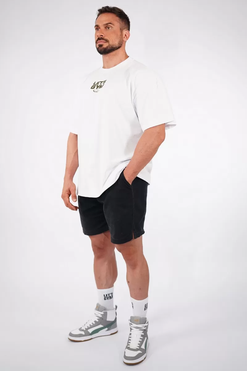 Lets Gym - Oversized Line Up White T-Shirt - 2753BR Lets Gym - Oversized Line Up White T-Shirt - 2753BR