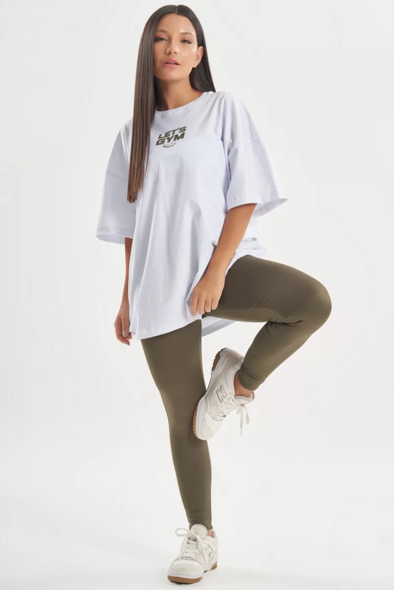 Lets Gym - Oversized Line Up White T-Shirt - 2753BR Lets Gym - Oversized Line Up White T-Shirt - 2753BR