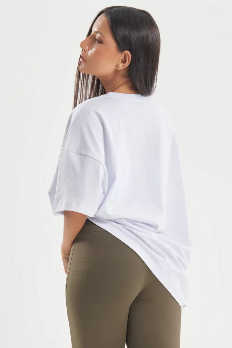 Lets Gym - Oversized Line Up White T-Shirt - 2753BR Lets Gym - Oversized Line Up White T-Shirt - 2753BR