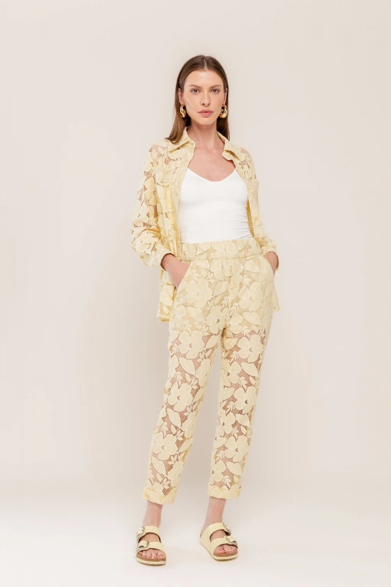 Hidrogênio - CARROT PANTS IN BEIGE ANGELICA LACE - 20481003 Hidrogênio - CARROT PANTS IN BEIGE ANGELICA LACE - 20481003