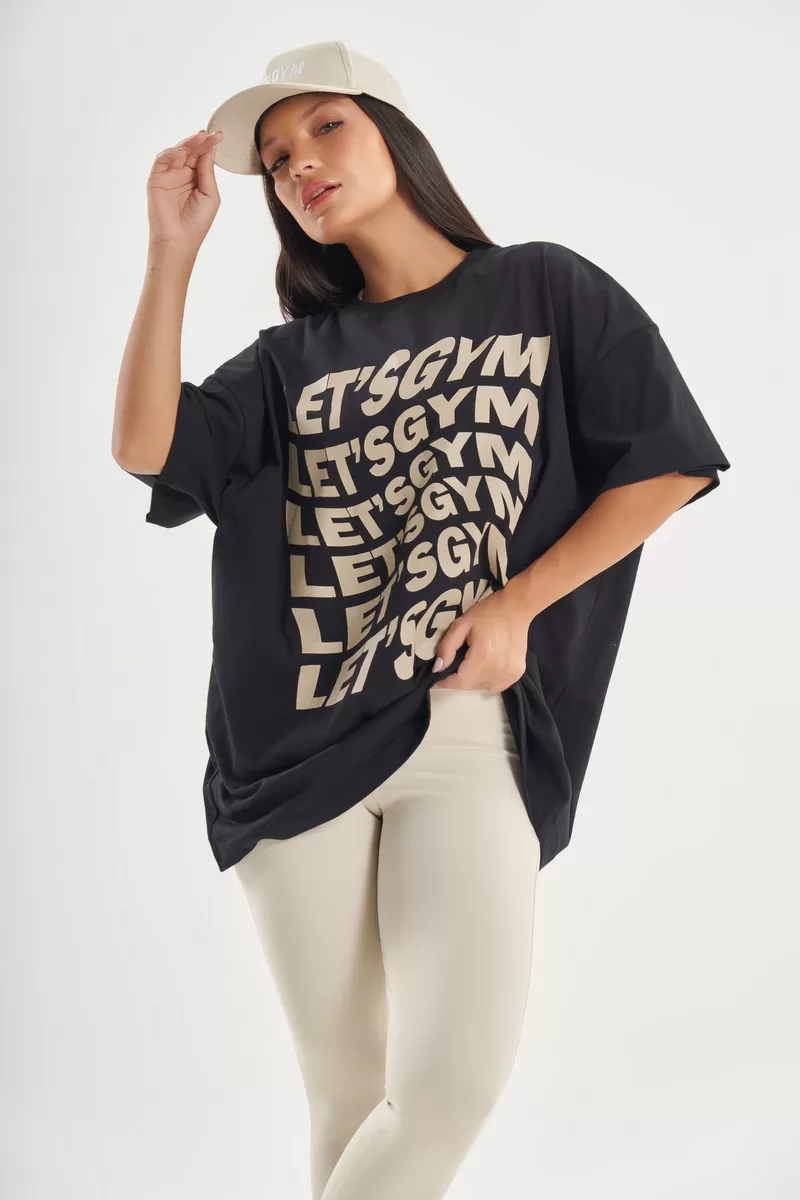 Lets Gym - Oversized Presence T-Shirt Black - 2754PT Lets Gym - Oversized Presence T-Shirt Black - 2754PT