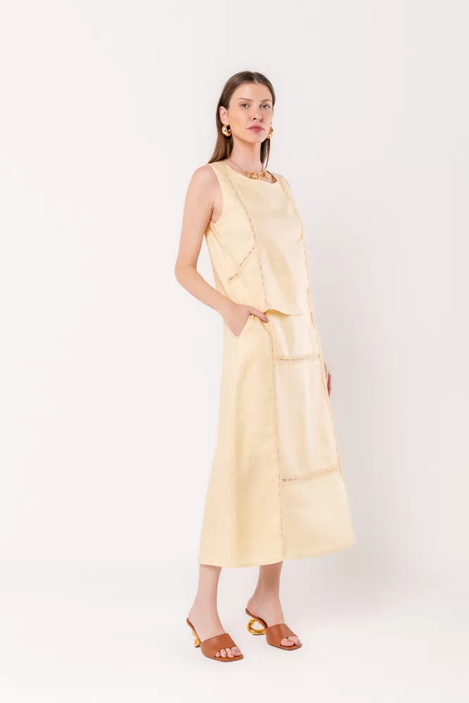 Hidrogênio - MIDI SKIRT WITH LINEN SHELL SHIRT - 20448582