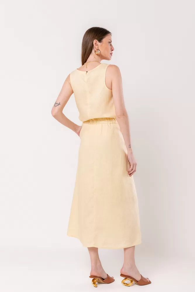 Hidrogênio - MIDI SKIRT WITH LINEN SHELL SHIRT - 20448582