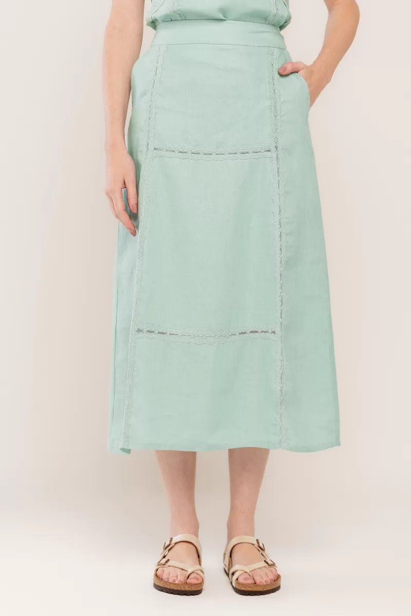 Hidrogênio - PERRMINT LINEN MIDI SKIRT WITH ROUND - 20448583 Hidrogênio - PERRMINT LINEN MIDI SKIRT WITH ROUND - 20448583
