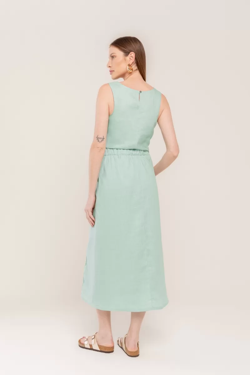 Hidrogênio - PERRMINT LINEN MIDI SKIRT WITH ROUND - 20448583 Hidrogênio - PERRMINT LINEN MIDI SKIRT WITH ROUND - 20448583