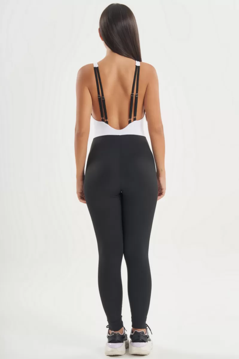 Lets Gym - White and Black Duo Comfort Jumpsuit - 2761PTBR Lets Gym - White and Black Duo Comfort Jumpsuit - 2761PTBR