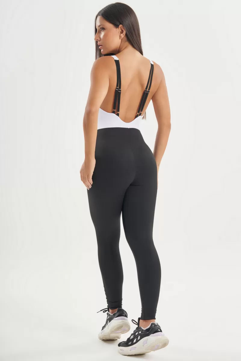 Lets Gym - White and Black Duo Comfort Jumpsuit - 2761PTBR Lets Gym - White and Black Duo Comfort Jumpsuit - 2761PTBR