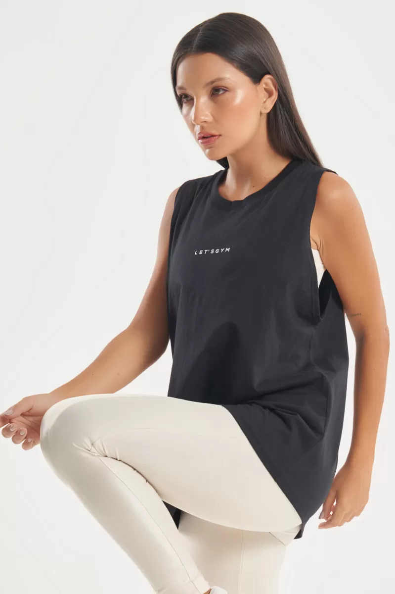 Lets Gym - Soft Basic Tank Shirt Black - 2848PT Lets Gym - Soft Basic Tank Shirt Black - 2848PT