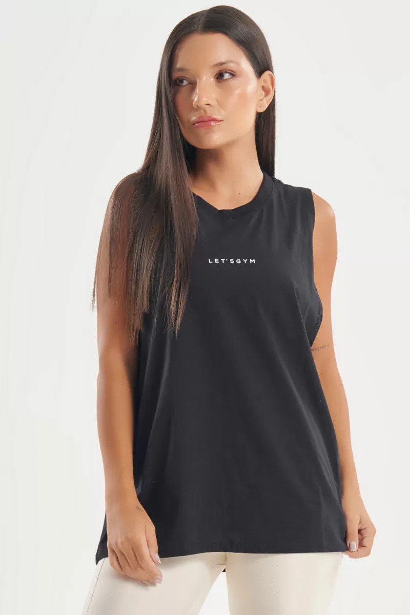 Lets Gym - Soft Basic Tank Shirt Black - 2848PT