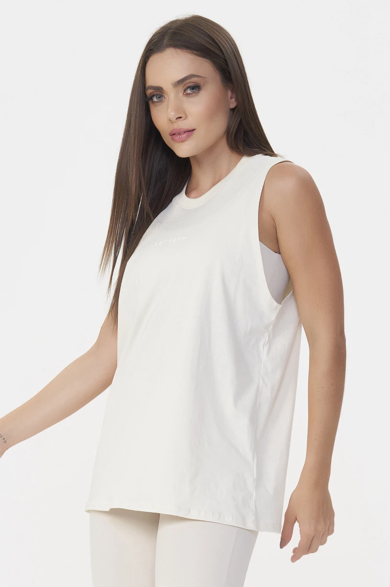 Lets Gym - Tank Shirt Soft Basic Off White - 2848OFW Lets Gym - Tank Shirt Soft Basic Off White - 2848OFW