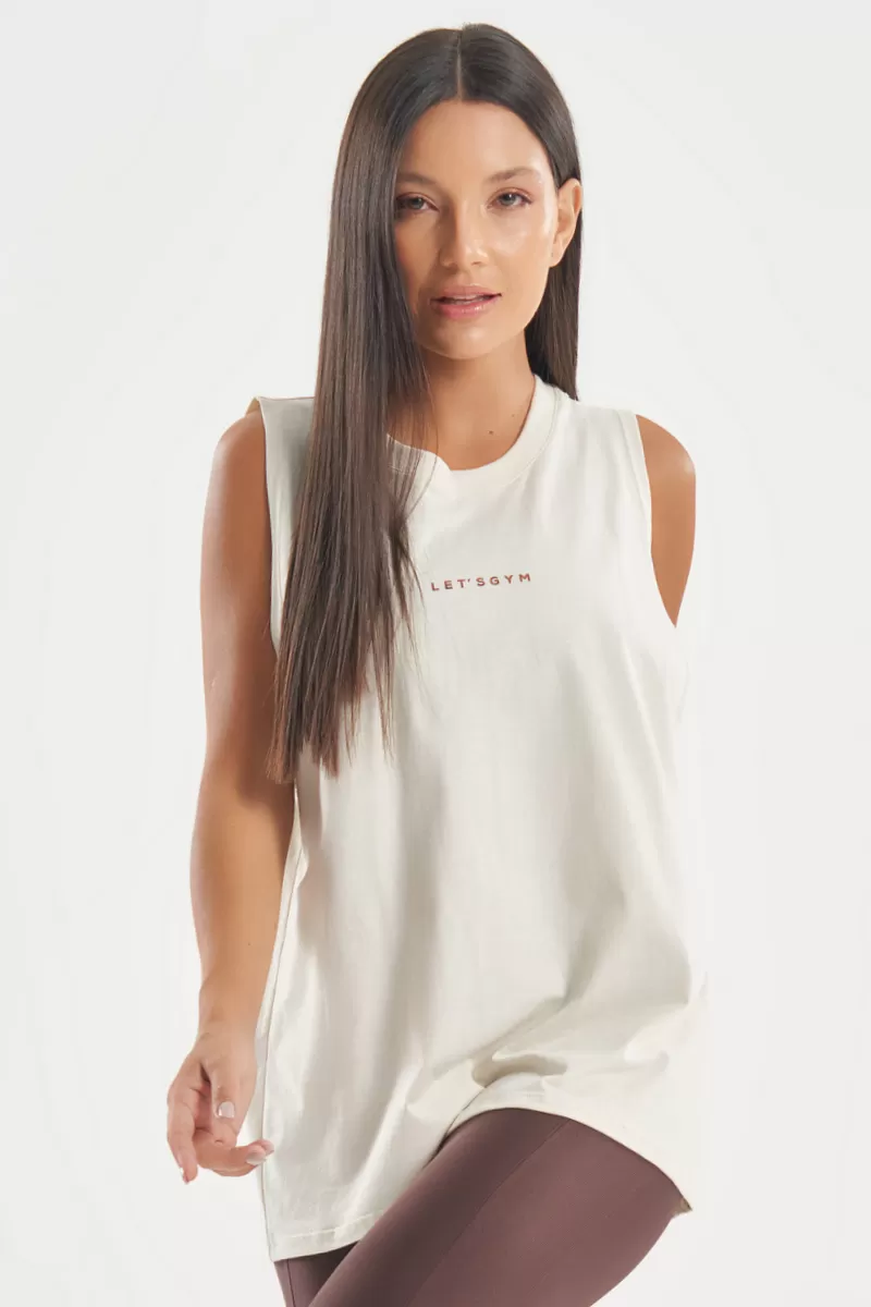 Lets Gym - Tank Shirt Soft Basic Off White - 2848OFW