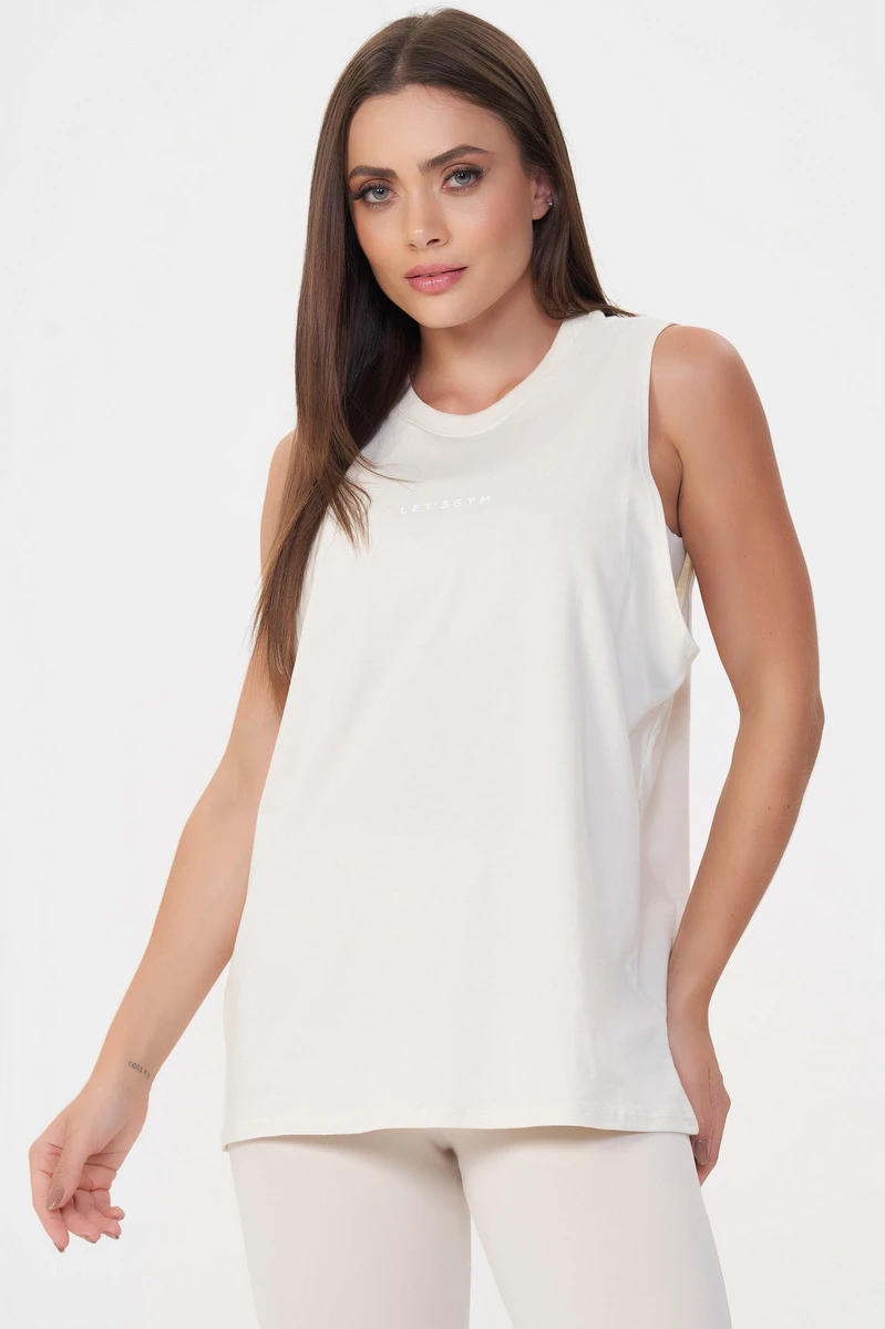 Lets Gym - Tank Shirt Soft Basic Off White - 2848OFW Lets Gym - Tank Shirt Soft Basic Off White - 2848OFW