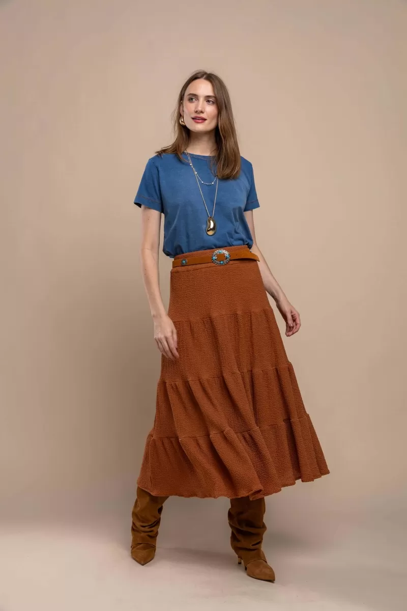 Hidrogênio - BROWN 3 MARIAS LONG SKIRT - 20431031 Hidrogênio - BROWN 3 MARIAS LONG SKIRT - 20431031