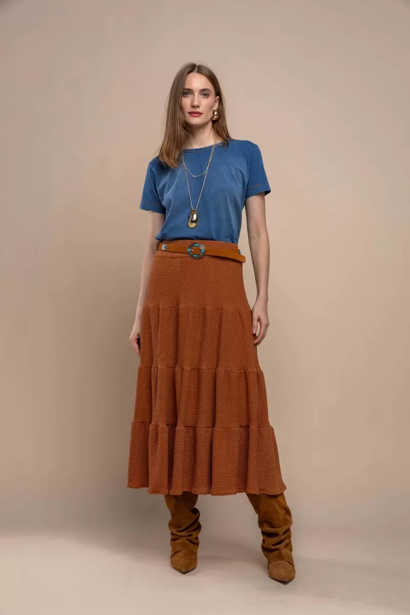 Hidrogênio - BROWN 3 MARIAS LONG SKIRT - 20431031 Hidrogênio - BROWN 3 MARIAS LONG SKIRT - 20431031
