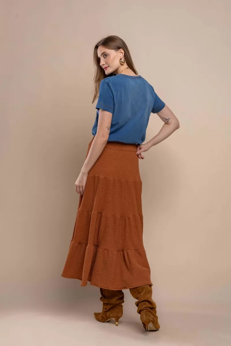 Hidrogênio - BROWN 3 MARIAS LONG SKIRT - 20431031 Hidrogênio - BROWN 3 MARIAS LONG SKIRT - 20431031