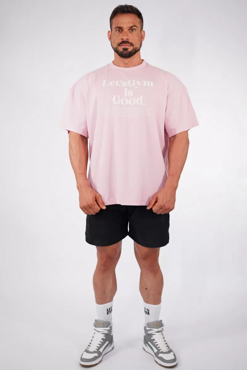 Lets Gym - Light Pink Minimal Glow Oversized T-Shirt - 2842ROC Lets Gym - Light Pink Minimal Glow Oversized T-Shirt - 2842ROC
