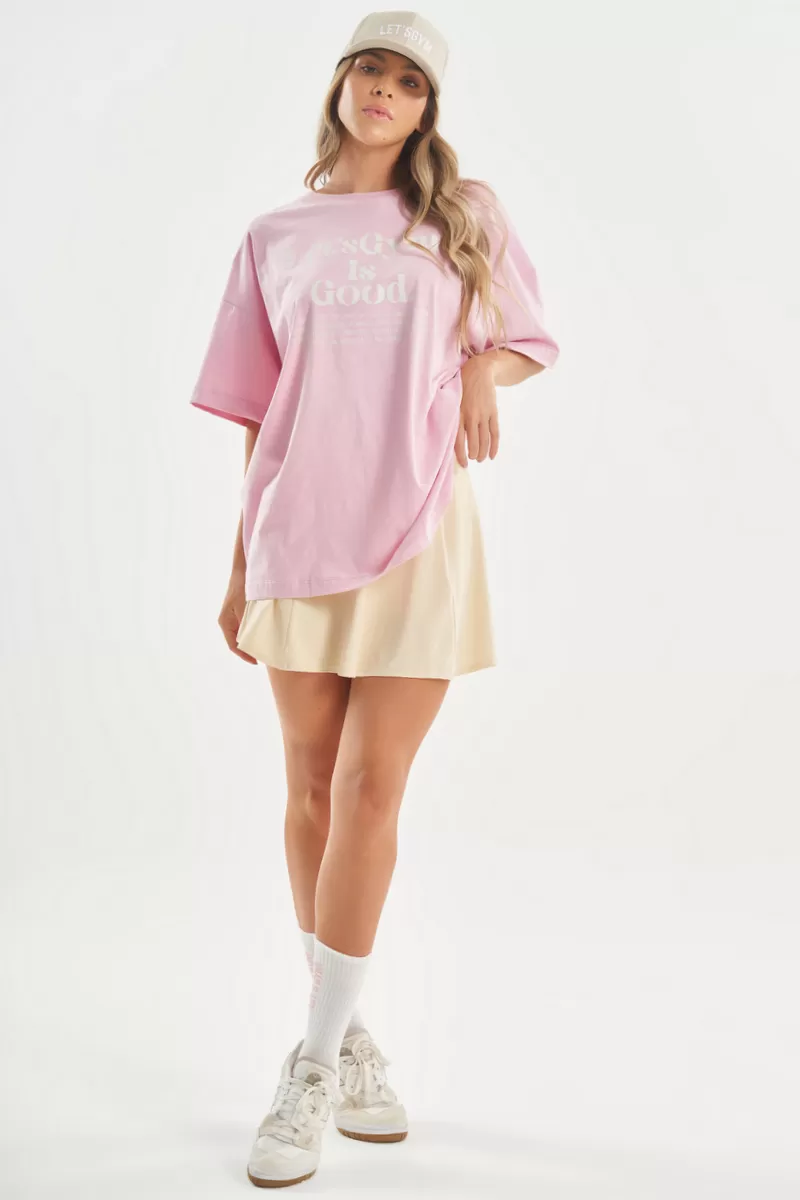 Lets Gym - Light Pink Minimal Glow Oversized T-Shirt - 2842ROC Lets Gym - Light Pink Minimal Glow Oversized T-Shirt - 2842ROC