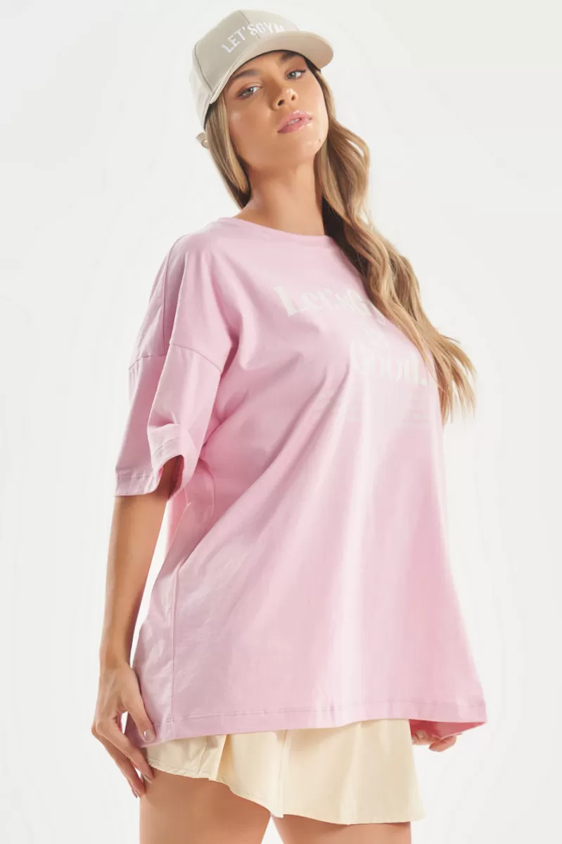 Lets Gym - Light Pink Minimal Glow Oversized T-Shirt - 2842ROC Lets Gym - Light Pink Minimal Glow Oversized T-Shirt - 2842ROC
