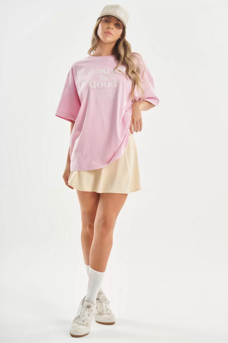 Lets Gym - Light Pink Minimal Glow Oversized T-Shirt - 2842ROC Lets Gym - Light Pink Minimal Glow Oversized T-Shirt - 2842ROC