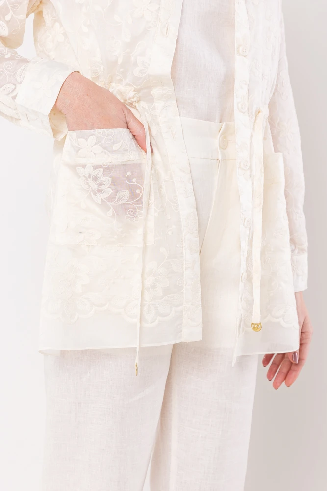 Hidrogênio - OFF-WHITE EMBROIDERED ORGANZA PARKA - 20271018 Hidrogênio - OFF-WHITE EMBROIDERED ORGANZA PARKA - 20271018