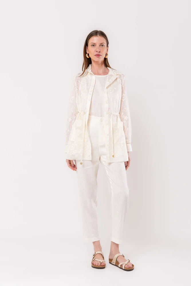 Hidrogênio - OFF-WHITE EMBROIDERED ORGANZA PARKA - 20271018 Hidrogênio - OFF-WHITE EMBROIDERED ORGANZA PARKA - 20271018