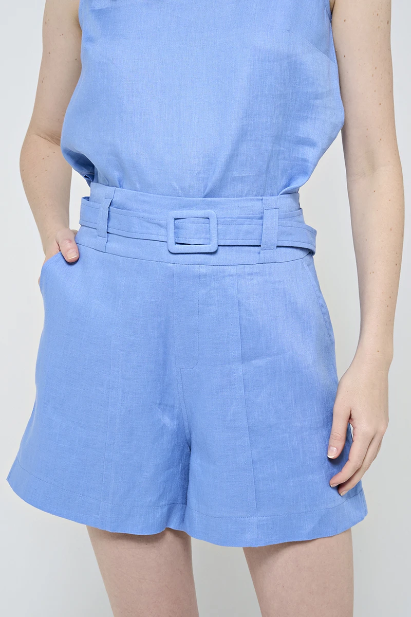 Hidrogênio - SHORTS LINHO C/ CINTO FORRADO PACIFIC BLUE - 20150590 Hidrogênio - SHORTS LINHO C/ CINTO FORRADO PACIFIC BLUE - 20150590