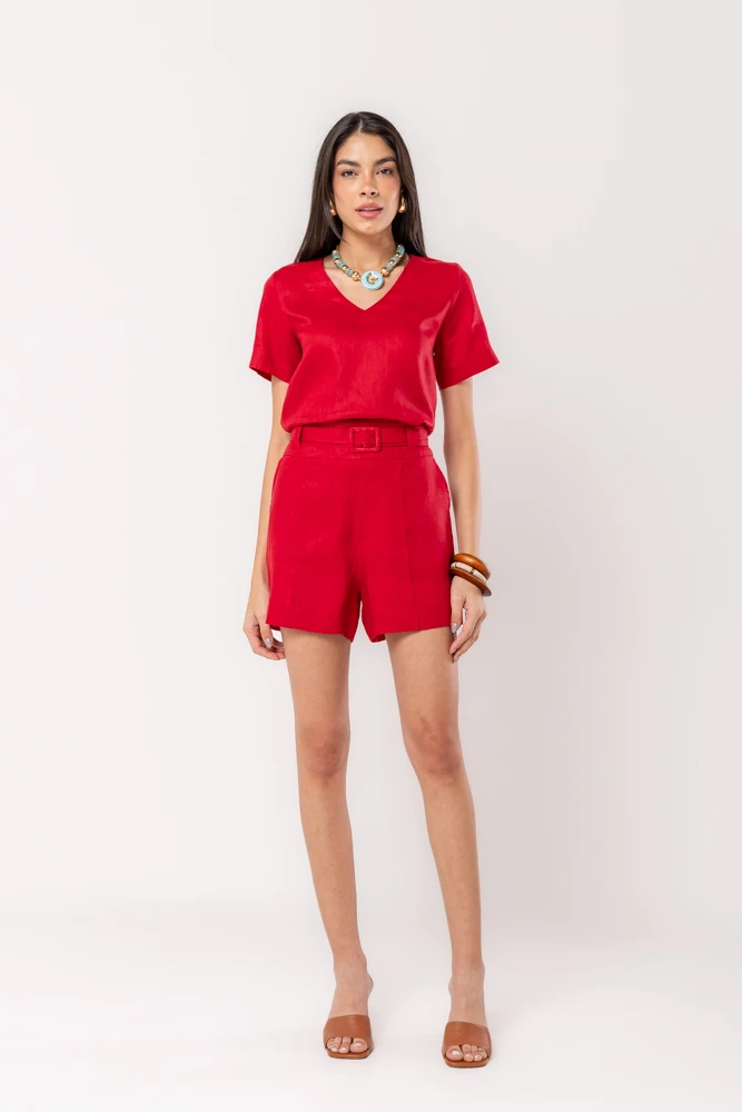 Hidrogênio - LINEN SHORTS WITH SAUVIGNON LINED BELT - 20150589 Hidrogênio - LINEN SHORTS WITH SAUVIGNON LINED BELT - 20150589