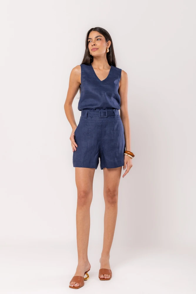 Hidrogênio - SHORTS LINHO C/ CINTO FORRADO MARINHO - 20150004 Hidrogênio - SHORTS LINHO C/ CINTO FORRADO MARINHO - 20150004
