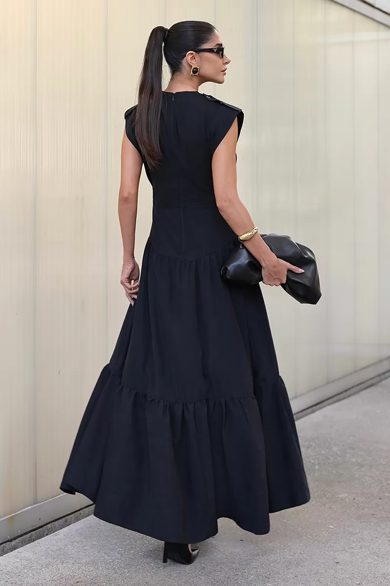 Dot Clothing - Dot Clothing Long Dress with Black Stitching - 2731PRETO Dot Clothing - Dot Clothing Long Dress with Black Stitching - 2731PRETO