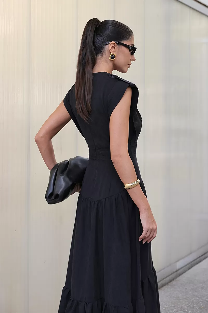 Dot Clothing - Dot Clothing Long Dress with Black Stitching - 2731PRETO Dot Clothing - Dot Clothing Long Dress with Black Stitching - 2731PRETO