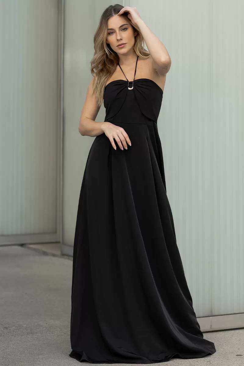 Miss Misses - Ketlyn Long Black One-Shoulder Dress - 54577001