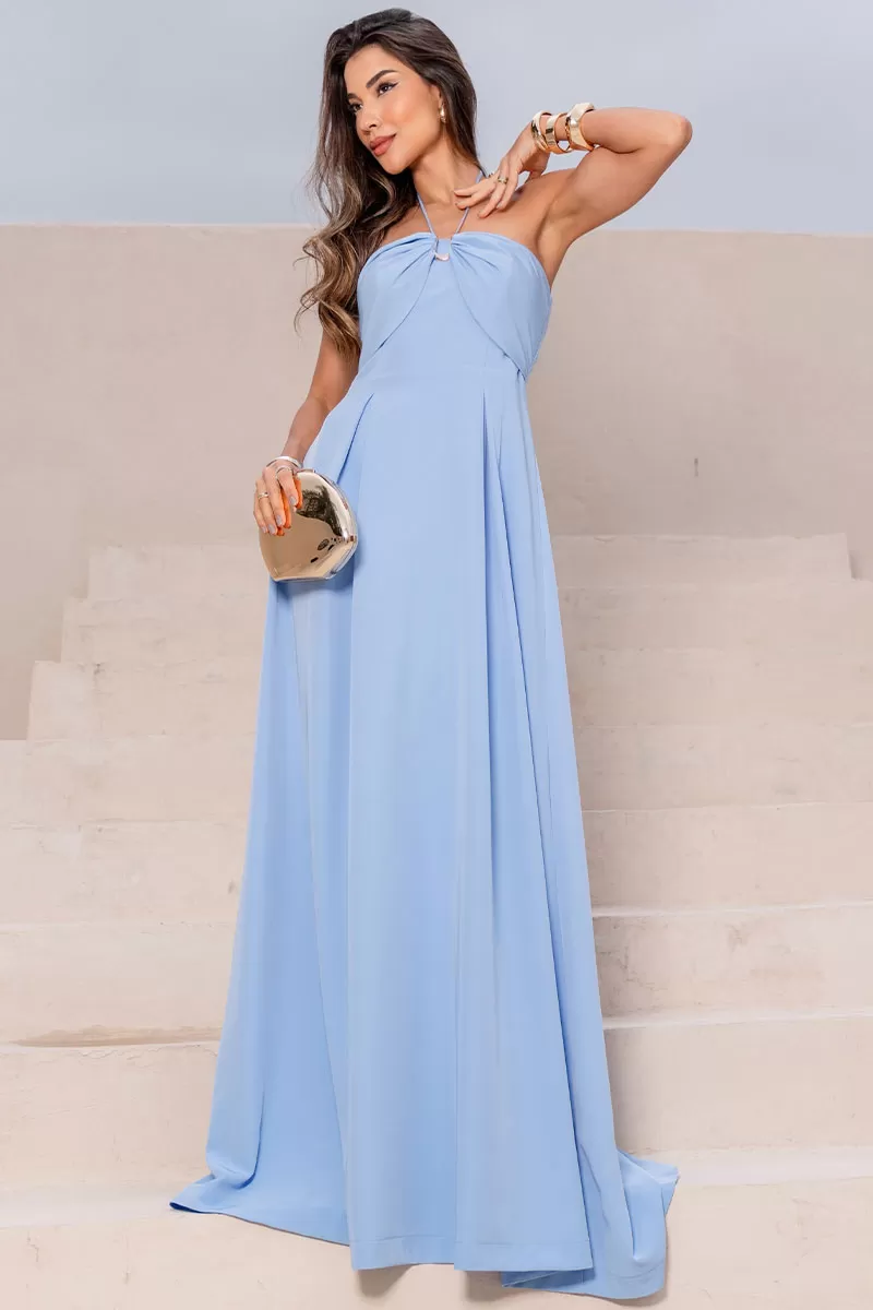 Miss Misses - Ketlyn Long Halter Dress in Blue - 54577002 Miss Misses - Ketlyn Long Halter Dress in Blue - 54577002
