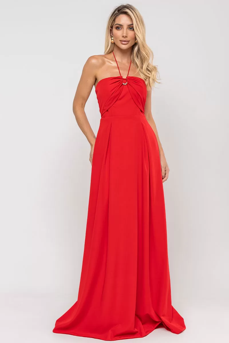 Miss Misses - Ketlyn Long Red Halter Dress - 54577060 Miss Misses - Ketlyn Long Red Halter Dress - 54577060