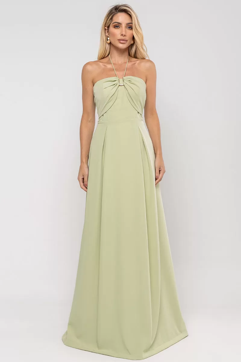 Miss Misses - Ketlyn Long Green Halter Dress - 54577023 Miss Misses - Ketlyn Long Green Halter Dress - 54577023