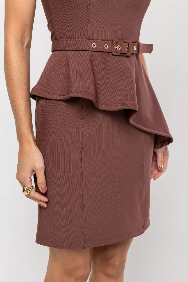 Miss Misses - Olivia Tube Dress with Cape Detail at the Waist in Brown - 54580214 Miss Misses - Olivia Tube Dress with Cape Detail at the Waist in Brown - 54580214