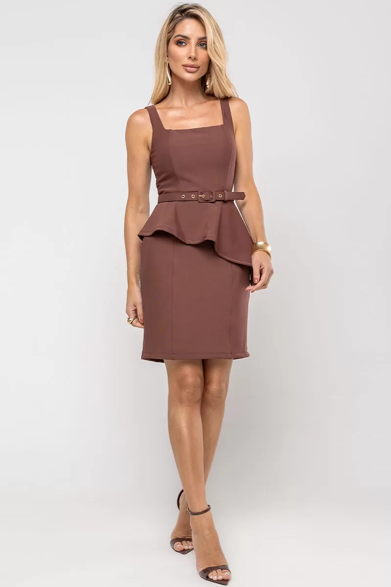 Miss Misses - Olivia Tube Dress with Cape Detail at the Waist in Brown - 54580214 Miss Misses - Olivia Tube Dress with Cape Detail at the Waist in Brown - 54580214