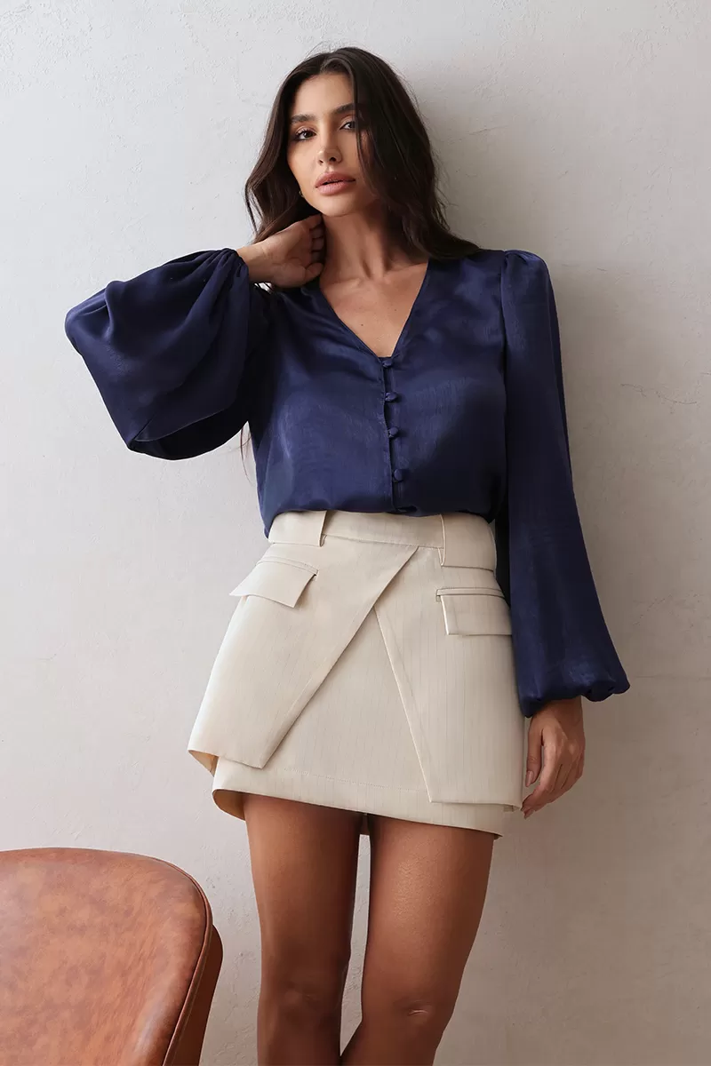 Dot Clothing - Dot Clothing Navy Collarless Shirt - 2683AZUL