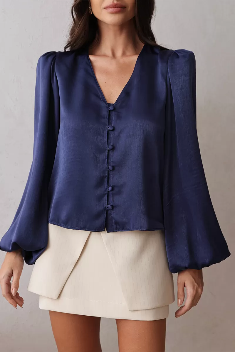 Dot Clothing - Dot Clothing Navy Collarless Shirt - 2683AZUL Dot Clothing - Dot Clothing Navy Collarless Shirt - 2683AZUL